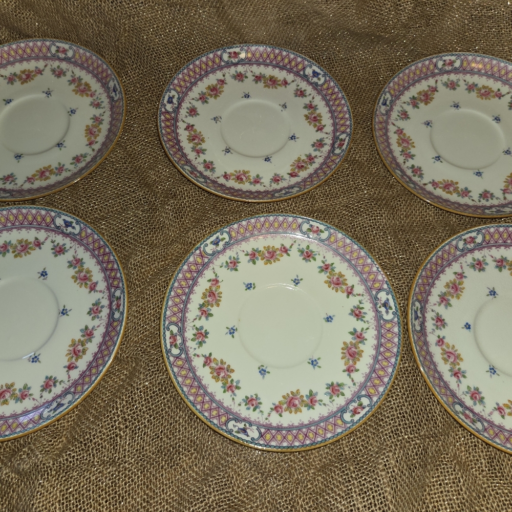Higgins & Seiter Mintons Saucers New York Set 6 Vintage Floral